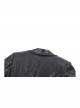 Cool Black Leather Splicing Personalized Metal Buckle Decoration Punk Style Loose Long Coat
