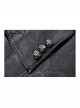 Cool Black Leather Splicing Personalized Metal Buckle Decoration Punk Style Loose Long Coat