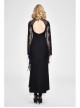 Purple Knitted Black Flower Lace Collar Chinese Frog Button Backless Long Sleeves Gothic Dress