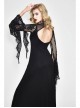 Purple Knitted Black Flower Lace Collar Chinese Frog Button Backless Long Sleeves Gothic Dress