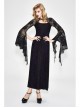 Purple Knitted Black Flower Lace Collar Chinese Frog Button Backless Long Sleeves Gothic Dress