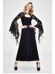 Purple Knitted Black Flower Lace Collar Chinese Frog Button Backless Long Sleeves Gothic Dress