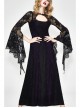 Purple Knitted Black Flower Lace Collar Chinese Frog Button Backless Long Sleeves Gothic Dress