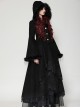 Black Romantic Layered Lace Splicing Plush Decoration Gorgeous Gothic Style Coat
