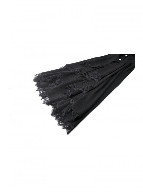 Black Romantic Layered Lace Splicing Plush Decoration Gorgeous Gothic Style Coat