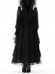 Retro Black Cascading Mesh Lace Splicing Luxury Velvet Rose Decoration Gothic Style Skirt
