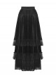 Retro Black Cascading Mesh Lace Splicing Luxury Velvet Rose Decoration Gothic Style Skirt