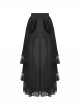 Retro Black Cascading Mesh Lace Splicing Luxury Velvet Rose Decoration Gothic Style Skirt
