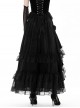Retro Black Cascading Mesh Lace Splicing Luxury Velvet Rose Decoration Gothic Style Skirt