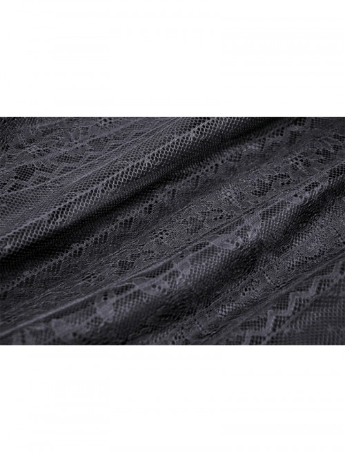 Retro Black Cascading Mesh Lace Splicing Luxury Velvet Rose Decoration Gothic Style Skirt