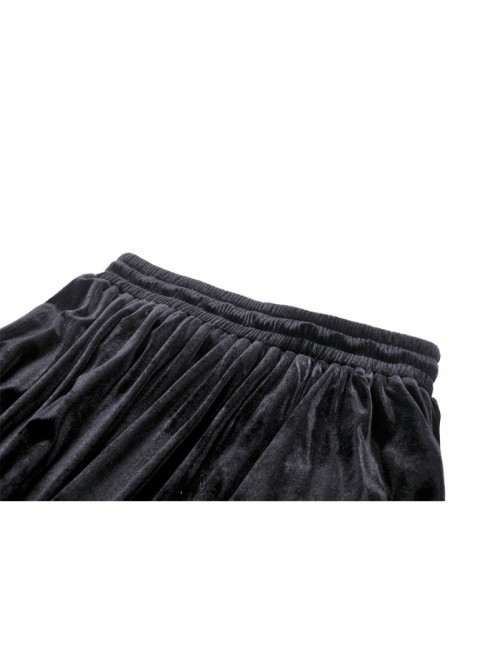 Retro Black Cascading Mesh Lace Splicing Luxury Velvet Rose Decoration Gothic Style Skirt