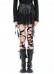 Rebellious Black Leather Splicing Mesh Cool Metal Rivet Decoration Punk Style Skirt