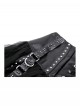 Rebellious Black Leather Splicing Mesh Cool Metal Rivet Decoration Punk Style Skirt