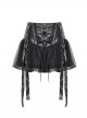 Rebellious Black Leather Splicing Mesh Cool Metal Rivet Decoration Punk Style Skirt