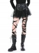 Rebellious Black Leather Splicing Mesh Cool Metal Rivet Decoration Punk Style Skirt