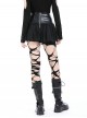 Rebellious Black Leather Splicing Mesh Cool Metal Rivet Decoration Punk Style Skirt
