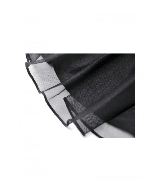 Rebellious Black Leather Splicing Mesh Cool Metal Rivet Decoration Punk Style Skirt