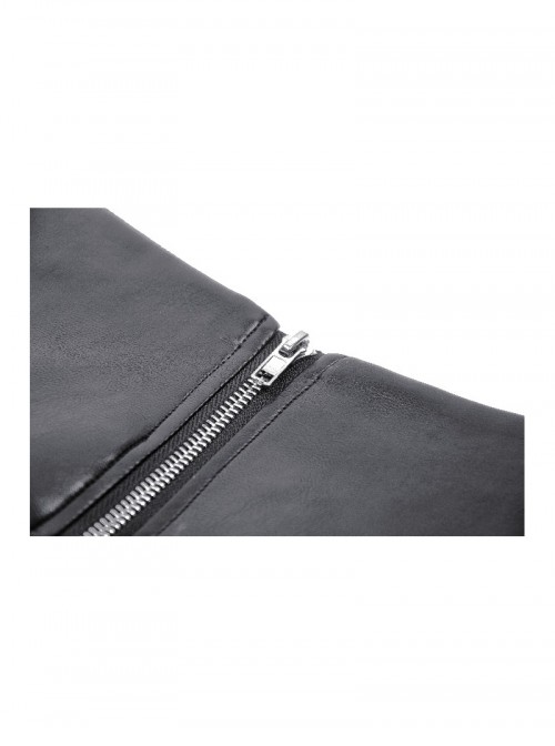 Rebellious Black Leather Splicing Mesh Cool Metal Rivet Decoration Punk Style Skirt