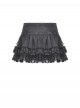 Black Rock Style Layered Lace Stitching Cross Straps Metal Ring Buckle Zipper Decorated Punk Style Skirt