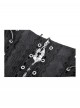 Black Rock Style Layered Lace Stitching Cross Straps Metal Ring Buckle Zipper Decorated Punk Style Skirt
