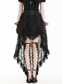 Black Elegant Retro Lace Splicing Gorgeous Train Design Gothic Style Skirt