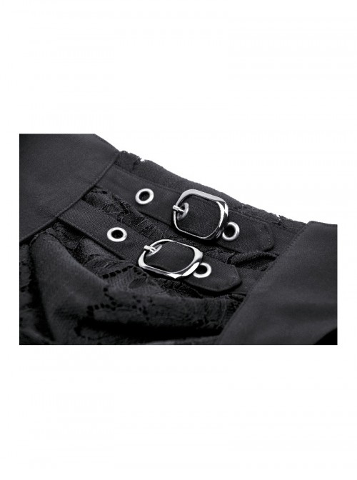 Black Elegant Retro Lace Splicing Gorgeous Train Design Gothic Style Skirt