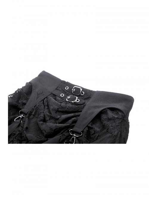 Black Elegant Retro Lace Splicing Gorgeous Train Design Gothic Style Skirt