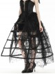 Rococo Style Black Spider Web Lace Mesh Stitching Gothic Style Birdcage Petticoat Long Skirt
