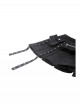 Black Motorcycle Metal Ring Buckle Ribbon Decoration Punk Style Pleated Mini Skirt