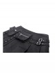 Black Motorcycle Metal Ring Buckle Ribbon Decoration Punk Style Pleated Mini Skirt