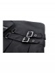 Black Motorcycle Metal Ring Buckle Ribbon Decoration Punk Style Pleated Mini Skirt