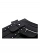 Black Motorcycle Metal Ring Buckle Ribbon Decoration Punk Style Pleated Mini Skirt