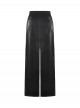 Black Cool Leather Splicing Metal Rivet Buckle Decoration Sexy High Slit Design Punk Style Tight Skirt