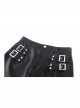 Black Cool Leather Splicing Metal Rivet Buckle Decoration Sexy High Slit Design Punk Style Tight Skirt