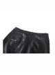 Black Cool Leather Splicing Metal Rivet Buckle Decoration Sexy High Slit Design Punk Style Tight Skirt
