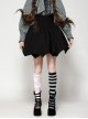 Black Simple Dark Bat Wing Hem Gothic Style High Waist A Line Skirt
