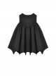 Black Simple Dark Bat Wing Hem Gothic Style High Waist A Line Skirt