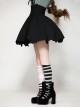Black Simple Dark Bat Wing Hem Gothic Style High Waist A Line Skirt