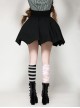 Black Simple Dark Bat Wing Hem Gothic Style High Waist A Line Skirt