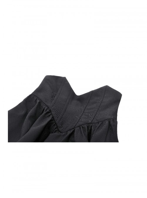 Black Simple Dark Bat Wing Hem Gothic Style High Waist A Line Skirt