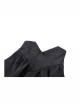 Black Simple Dark Bat Wing Hem Gothic Style High Waist A Line Skirt