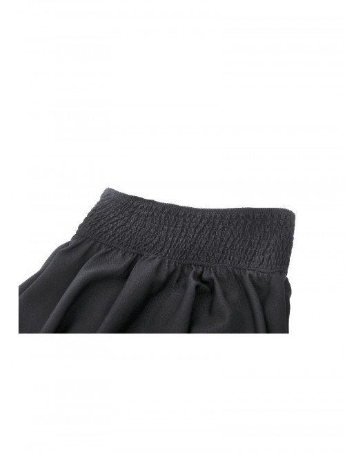 Black Simple Dark Bat Wing Hem Gothic Style High Waist A Line Skirt