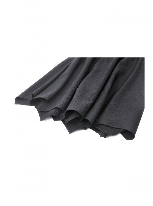 Black Simple Dark Bat Wing Hem Gothic Style High Waist A Line Skirt