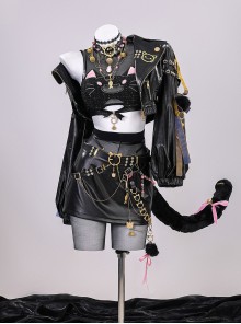 Game Naraka Bladepoint Feria Shen Justice Feline Halloween Cosplay Costume Set