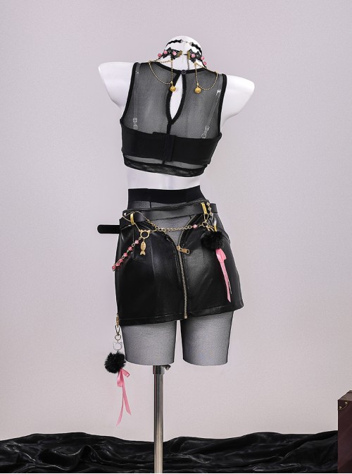 Game Naraka Bladepoint Feria Shen Justice Feline Halloween Cosplay Costume Set