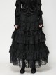 Elegant Black Layered Rose Lace Mesh Gothic Style Cake Skirt