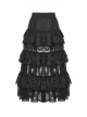 Elegant Black Layered Rose Lace Mesh Gothic Style Cake Skirt