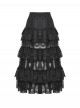 Elegant Black Layered Rose Lace Mesh Gothic Style Cake Skirt