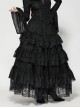 Elegant Black Layered Rose Lace Mesh Gothic Style Cake Skirt