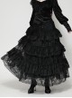Elegant Black Layered Rose Lace Mesh Gothic Style Cake Skirt